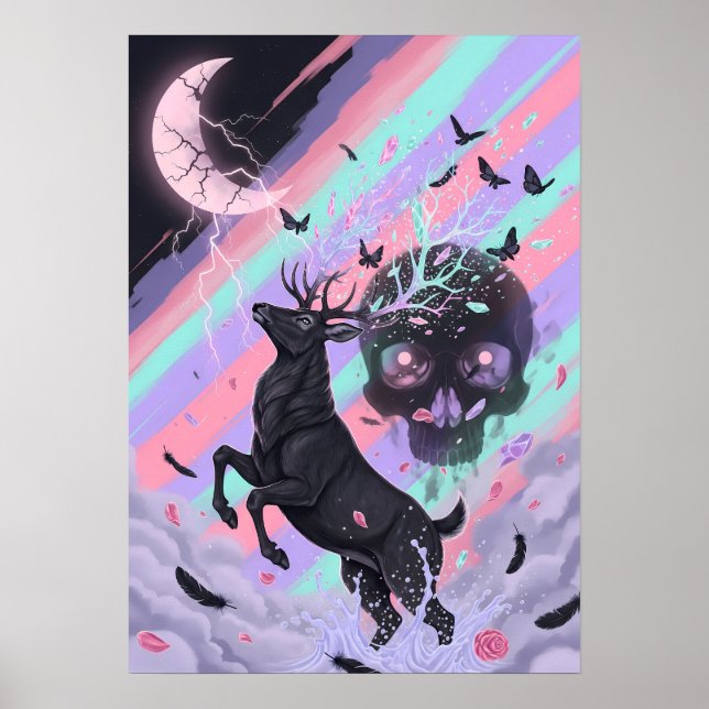 Poster Espírito de Cervo Místico Pastel Goth (Frente)