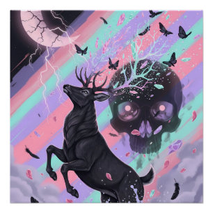 Pôster Espírito de Cervo Místico Pastel Goth