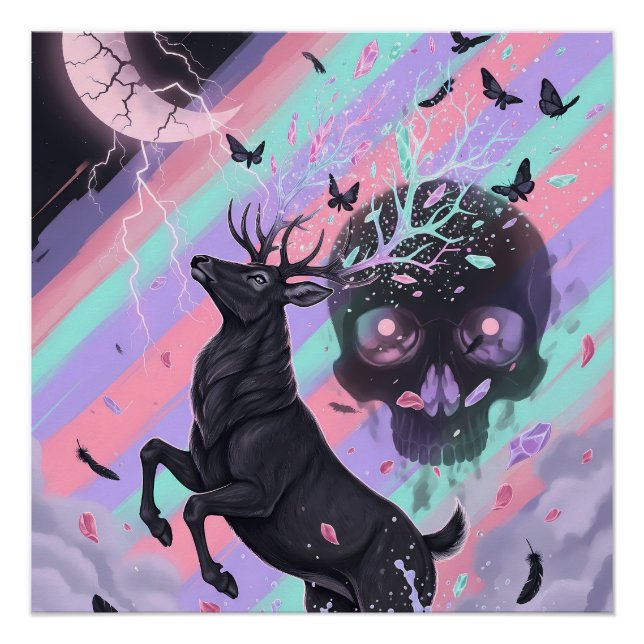 Pôster Espírito de Cervo Místico Pastel Goth (Frente)