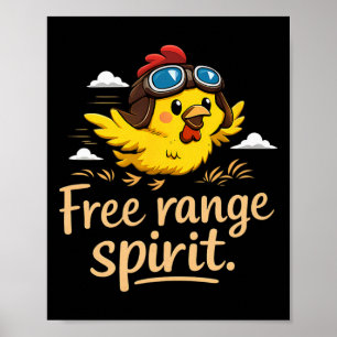 Poster Espírito de Livre Alcance Frango Fofo Com Óculos d