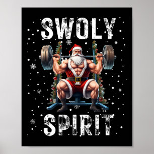 Poster Espírito Divertido de Bodybuilding Swoly Papai Noe