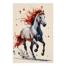 Espírito Fogo - Arte de Cavalo Majestoso em Aquare