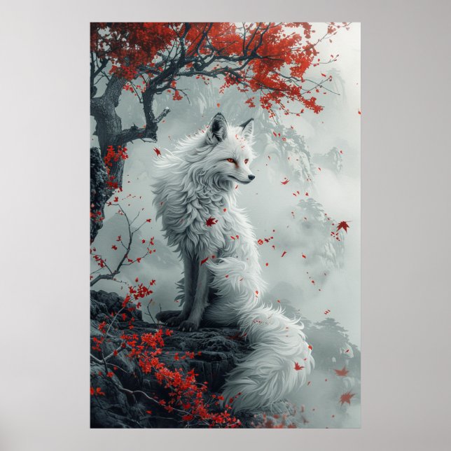 Poster Espírito Kitsune – Raposa Japonesa na Floresta em  (Frente)