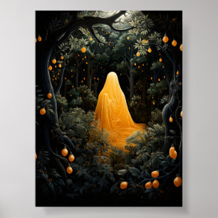 Poster Espírito Laranja Escondido Na Escuridão Sob Árvore