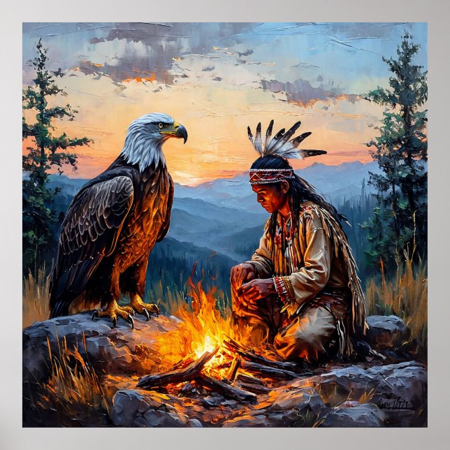 Poster Espírito Nativo Americano Decoração Poderosa Liber (Frente)