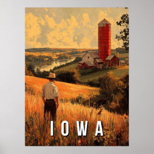 Poster Espírito Patriótico de Retro Iowa - Heartland Amer