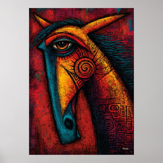 Poster Espírito Primal do Cavalo – Parede Abstrata Expres (Frente)