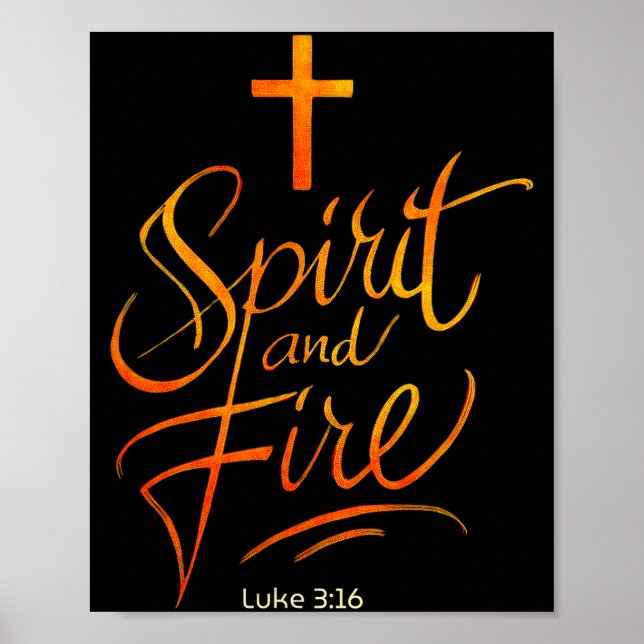 Poster Espírito Santo &amp; Cruz Cristã de Fogo de Jesus, (Frente)