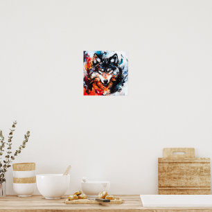 Poster Espírito Selvagem Abstrato Lobo