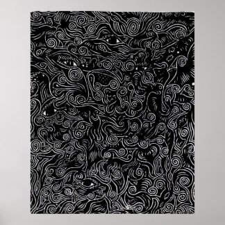 Poster Espíritos abstrato, brancos e pretos e olhos