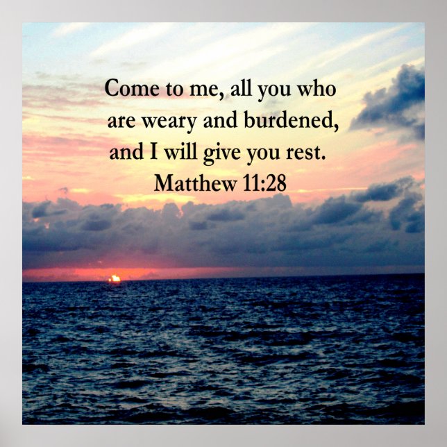 PÔSTER ESPIRITUAL MATTHEW 11:28 FOTO DA SCRIPTURA DO SOL (Frente)