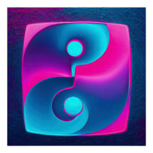 Pôster Espiritualidade Radiante: Vibrante Yin Yang Rosa e