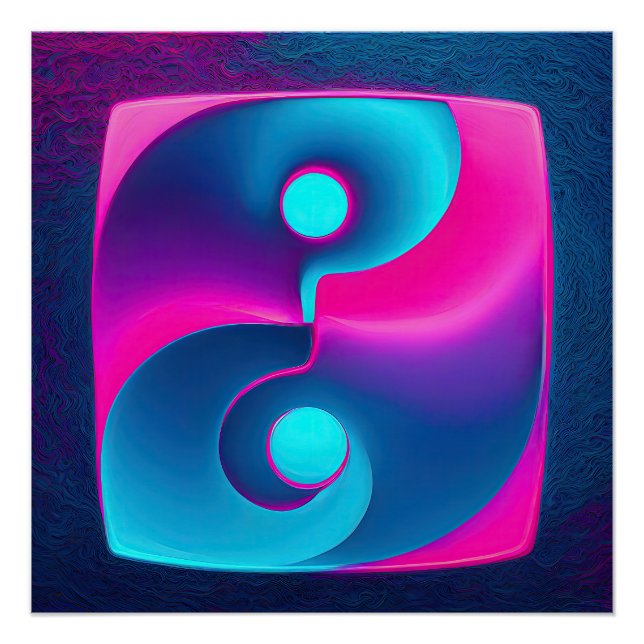 Pôster Espiritualidade Radiante: Vibrante Yin Yang Rosa e (Frente)
