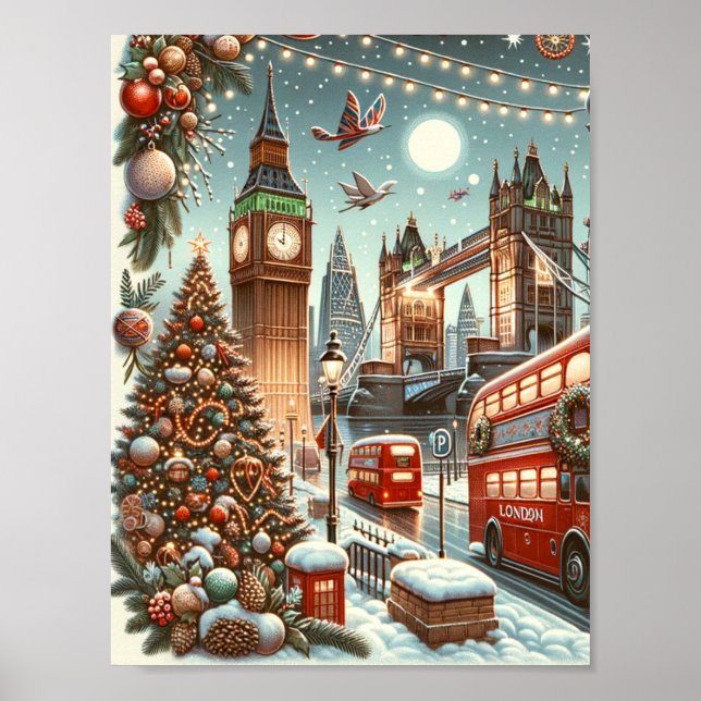 Poster Esplendor festivo de Londres - Carro de Natal vibr (Frente)
