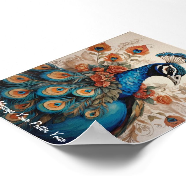 Poster Esplendor Majestoso: O Boho Peacock (Borda)