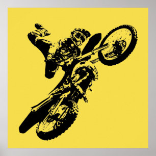 Pôster Esporte amarelo de Motorcyle do motocross do pop