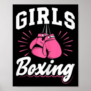 Poster Esporte de Boxe Feminino Kickboxing Luvas de Boxe