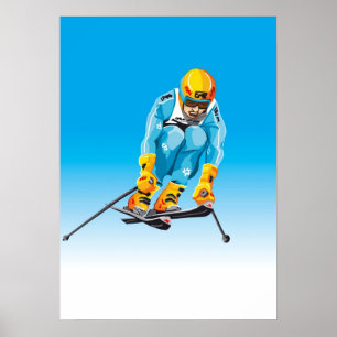 Poster Esporte de inverno de salto do esquiador em