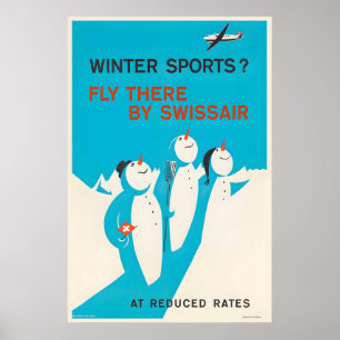 Poster Esporte de Inverno Suíça Voar Para Lá de Avião