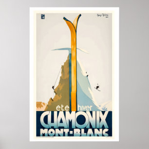 Poster Esporte de Verão e Inverno Chamonix Mont Blanc Fra