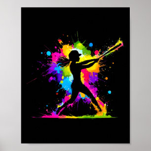 Poster Esporte Softll Menina Mulheres Arte de Aquarela Te