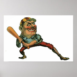 Poster Esportes Antigos, Batedor de Beisebol Irritado