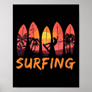Poster Esportes Aquáticos de Oceano de Surfista - Ondas d