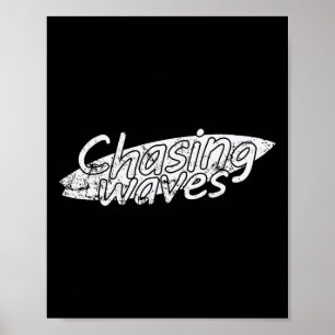 Poster Esportes Aquáticos de Surfe Perseguindo Ondas 