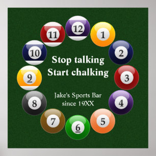 Pôster Esportes coloridos brilhantes do Snooker da