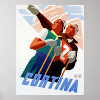 Pôster Esportes de inverno de Cortina Vintage, Itália, vi