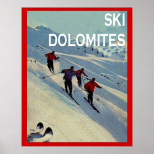 Poster Esportes de inverno Vintage Ski Itália, Dolomites