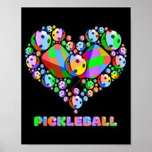 Poster Esportes de remo de pickleball amor coração engraç