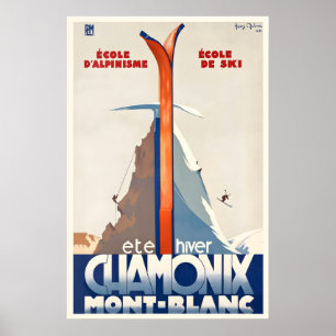 Poster Esportes de Verão e Inverno Chamonix Mont Blanc Fr