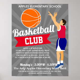 Poster esportes para competição no clube de basquete