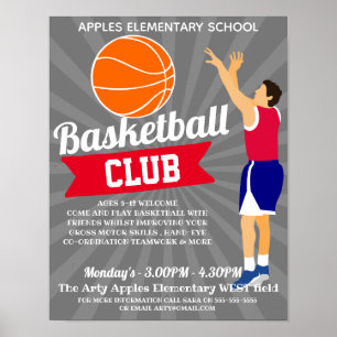Poster esportes para competição no clube de basquete