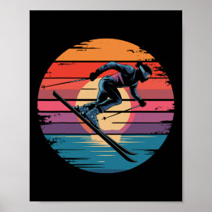 Poster Esportes Presentes de Pôr do Sol Vintage Esqui Dow
