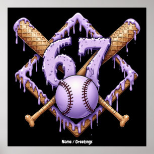 Poster Esportes Retro Engraçados Com Memória De Baseball