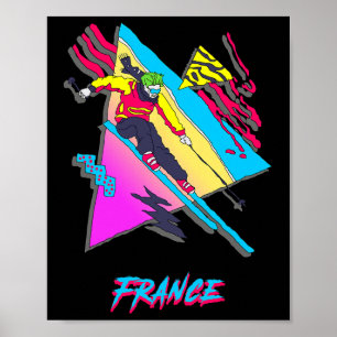 Poster Esportes Retro Skier França Tema Inverno dos anos