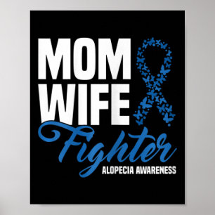 Poster Esposa Combatendo Fita Azul Alopecia Consciência