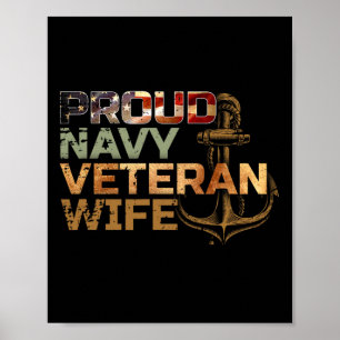 Poster Esposa de Veterano Orgulhosa Bandeira Americana Pa