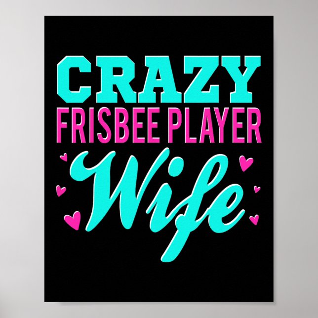 Poster Esposa Louca Jogadora de Frisbee Disco de Ultimate (Frente)