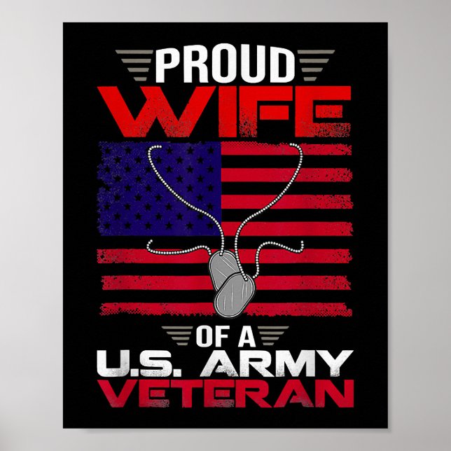 Poster Esposa Orgulhosa De Um Veterano Do Exército Dos Es (Frente)
