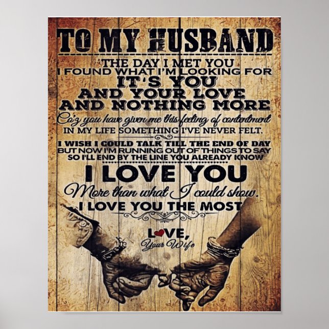 Poster Esposa Para Minha Letra Marido | Marido Adorável P (Frente)