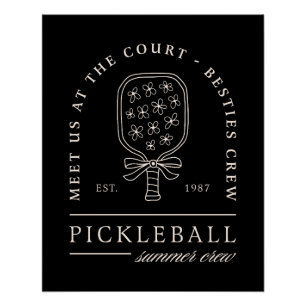 Pôster Esposas de verão de Pickleball meninas rico preto
