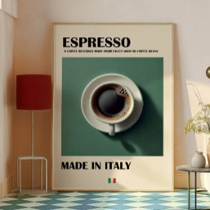 Poster Espresso Coffee Art Impressão, Café Minimalista