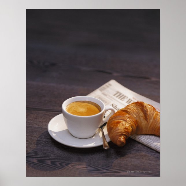 Poster espresso, croissant and newspaper (Frente)