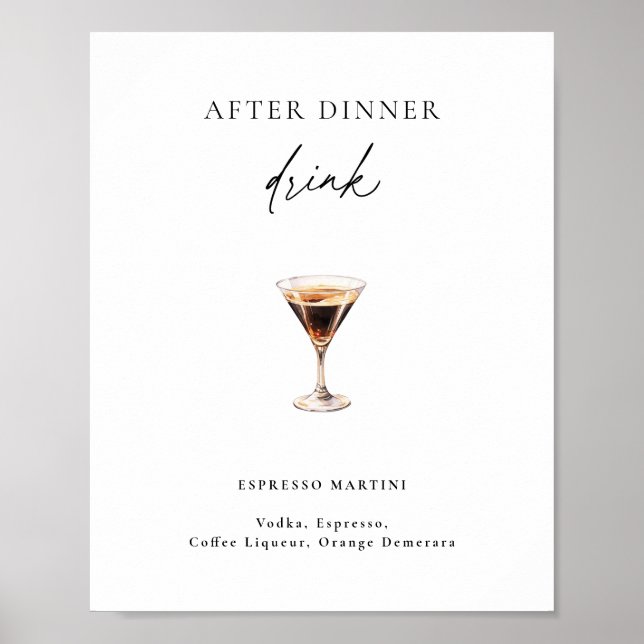 Poster Espresso Martini Após Jantar Bebida (Frente)