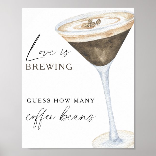 Poster Espresso Martini Nupcial - Quantos grãos de café (Frente)