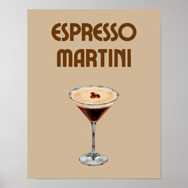 Poster Espresso Martini Retro Tan e Coquetel Marrom (Frente)
