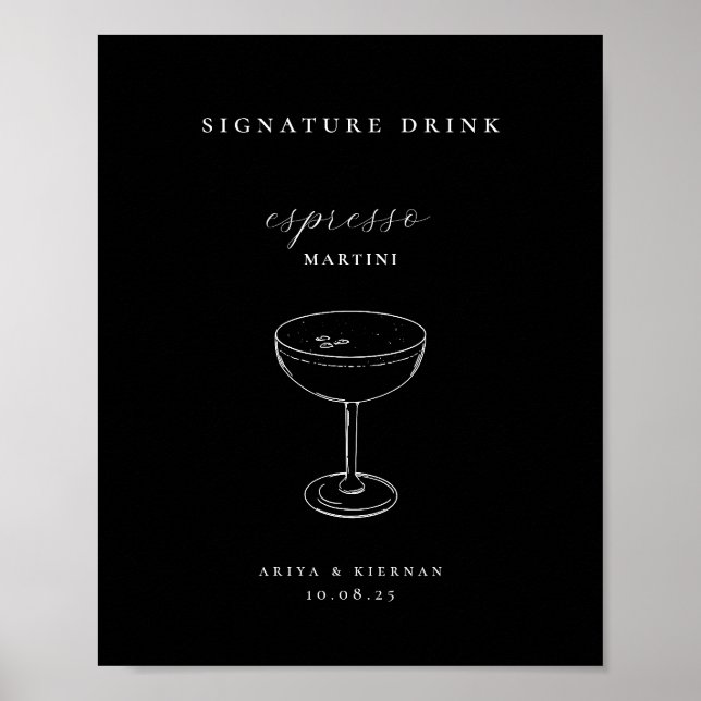Poster Espresso Martini Signature Drink Wedding Bar (Frente)